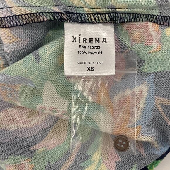 Xirena Kiarna Top Multicolor Floral Women’s XS Ruffle Puff Sleeve Button Collar - Picture 10 of 12